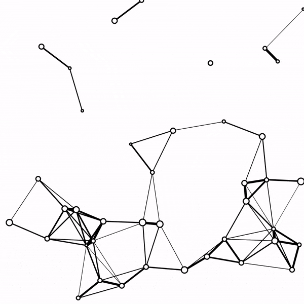 Animated network of connected points drawn with JavaScript on a canvas